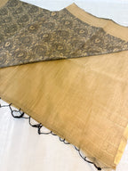 Black Cotton Banarsi Saree with zari border | Black & Gold