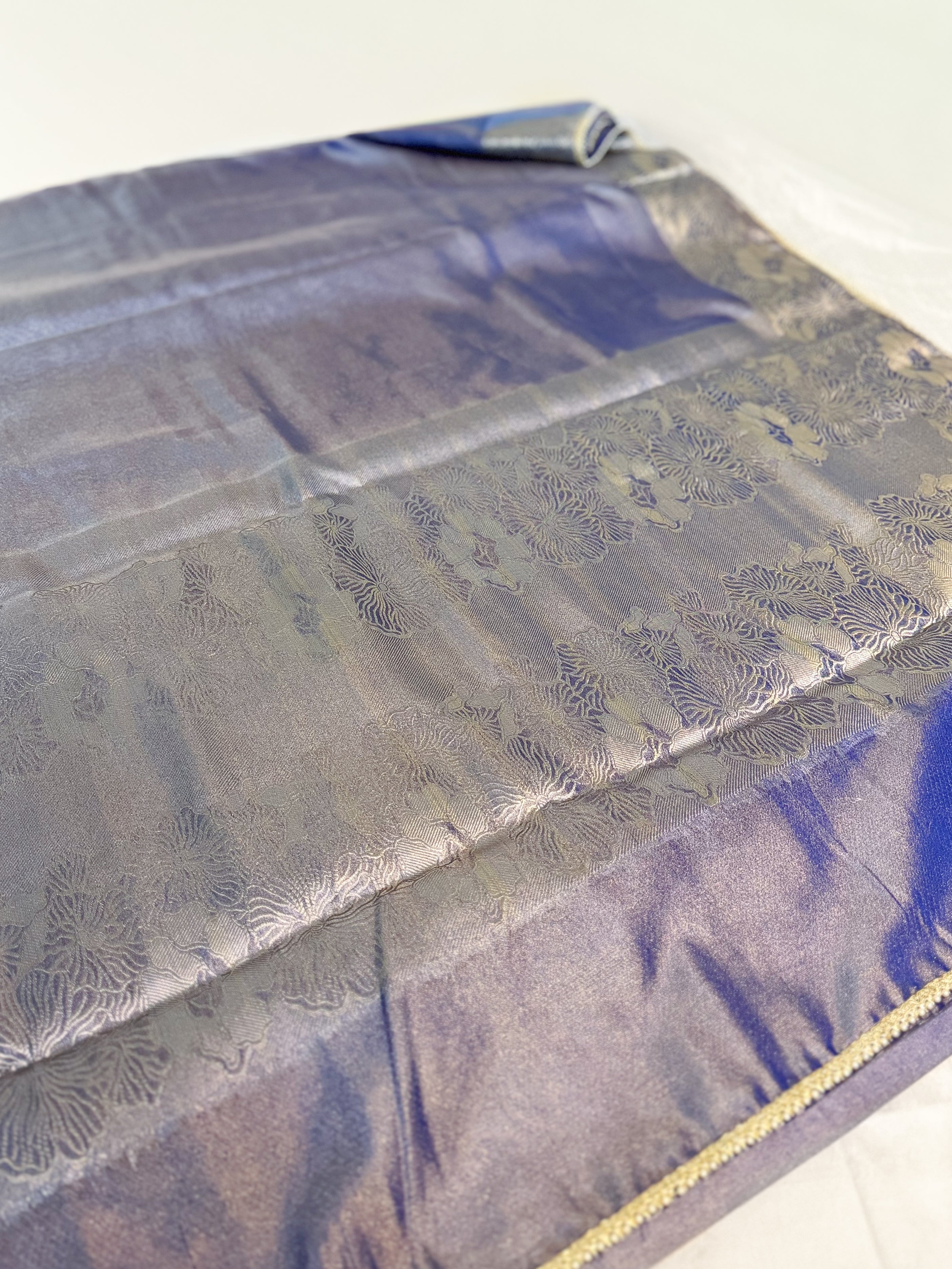 Blue Tissue Banarsi Saree with zari border | Blue