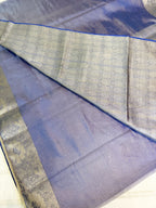 Blue Tissue Banarsi Saree with zari border | Blue