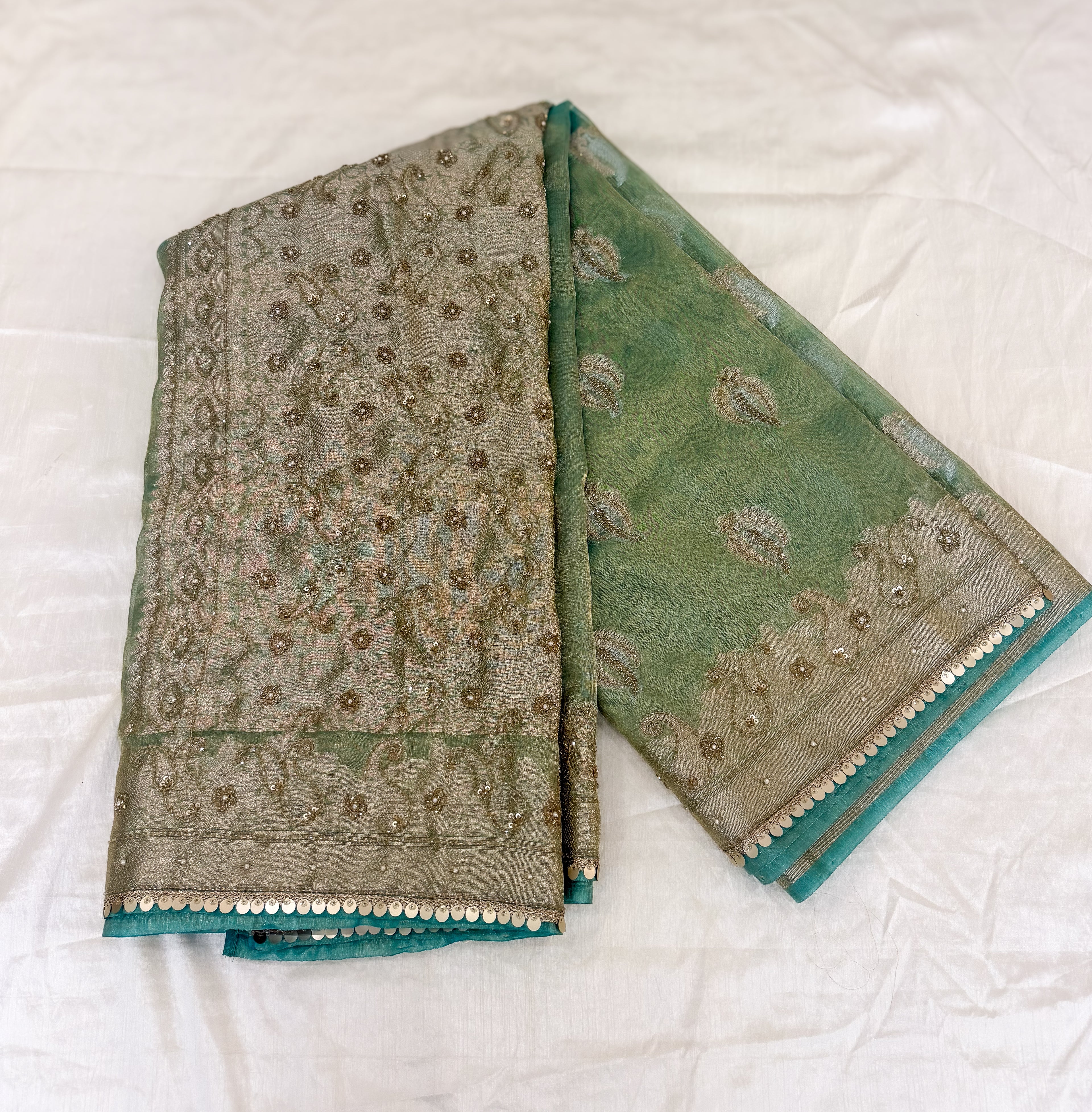 Pure Rupa Tissue Silk Banarsi Saree | Sea Green