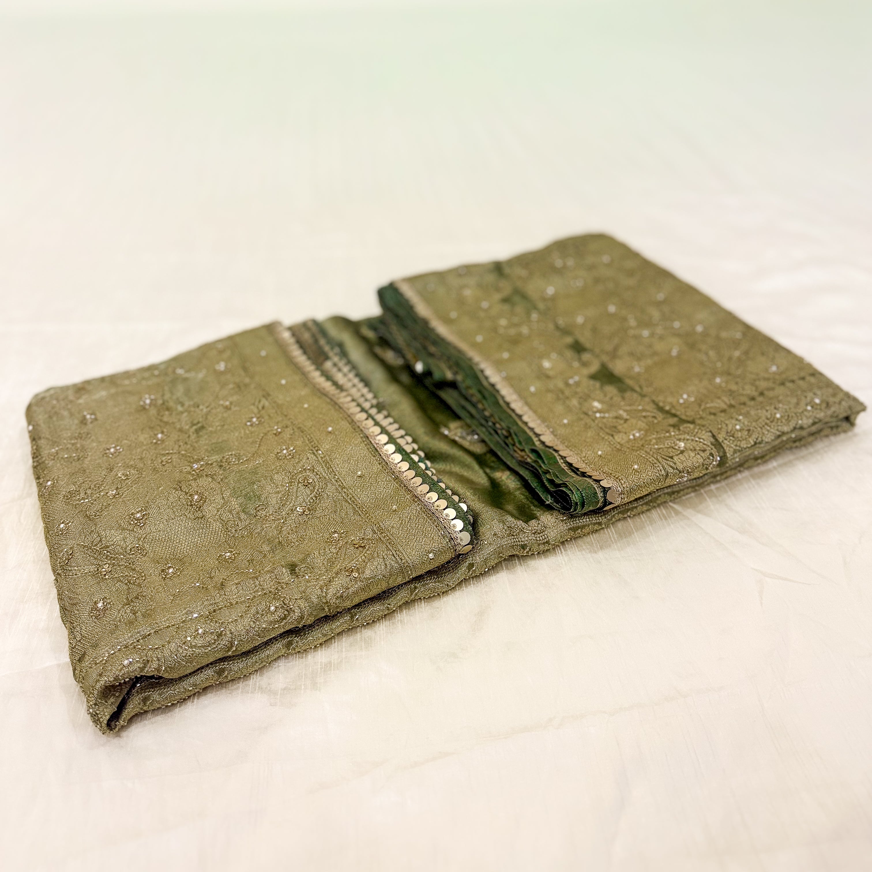 Pure Rupa Tissue Silk Banarsi Saree | Kale Green