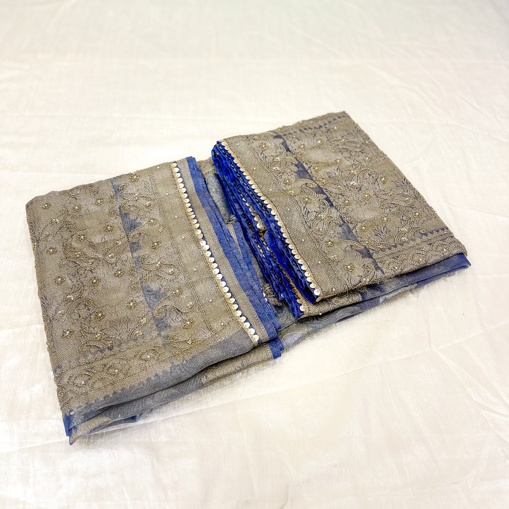 Pure Rupa Tissue Silk Banarsi Saree | Bright Cobalt