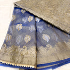 Pure Rupa Tissue Silk Banarsi Saree | Bright Cobalt