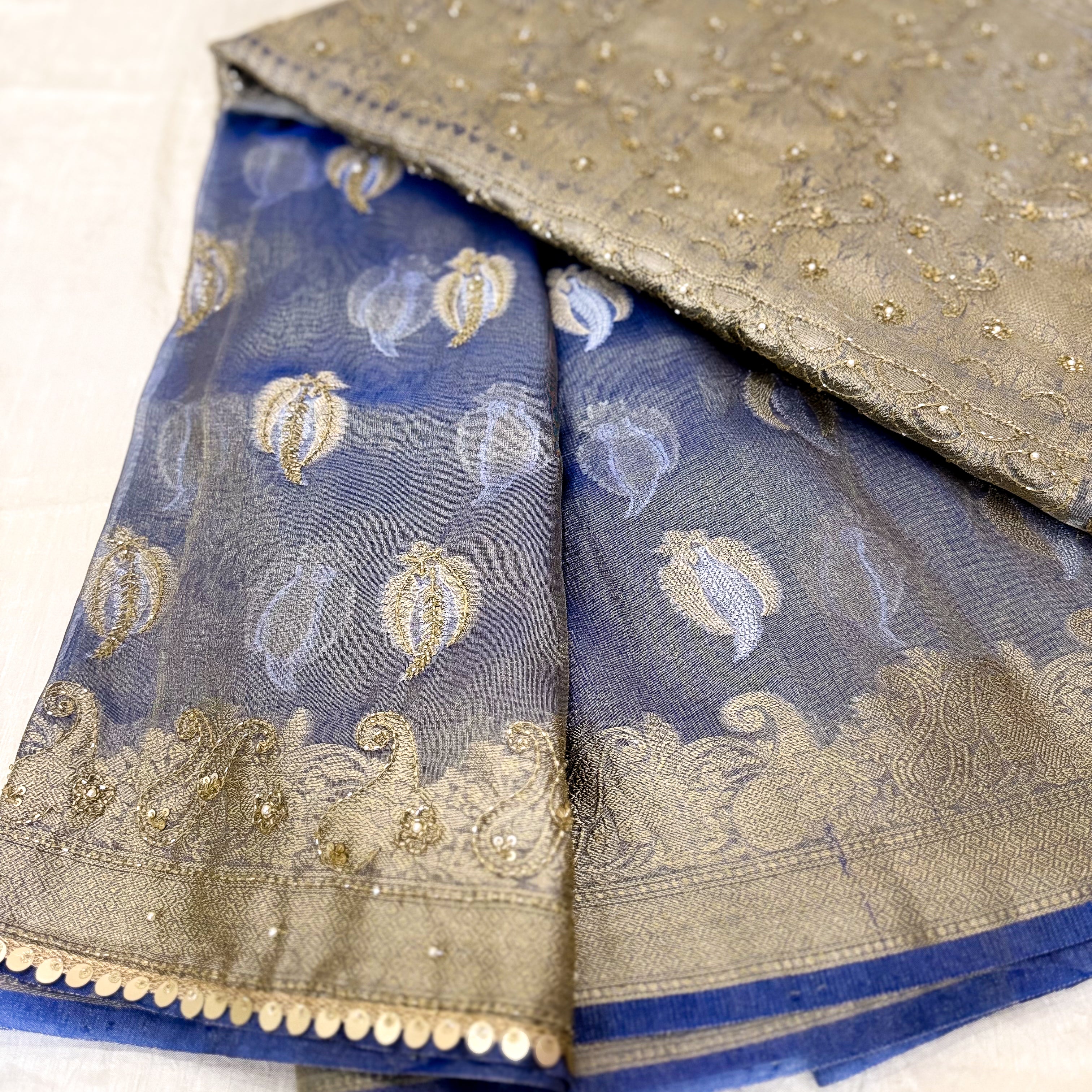 Pure Rupa Tissue Silk Banarsi Saree | Bright Cobalt