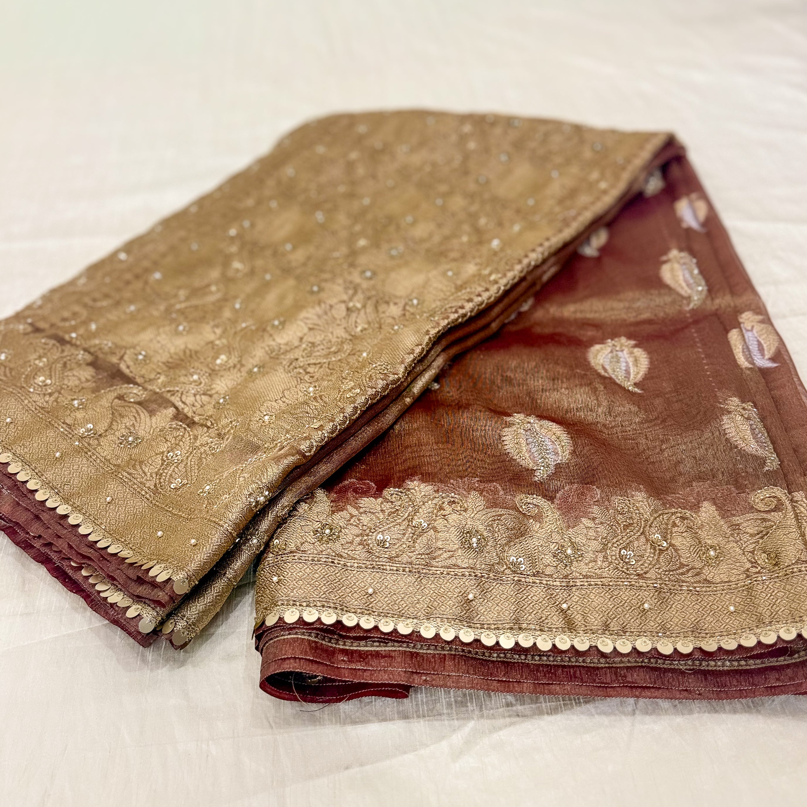 Pure Rupa Tissue Silk Banarsi Saree | Coffee Brown