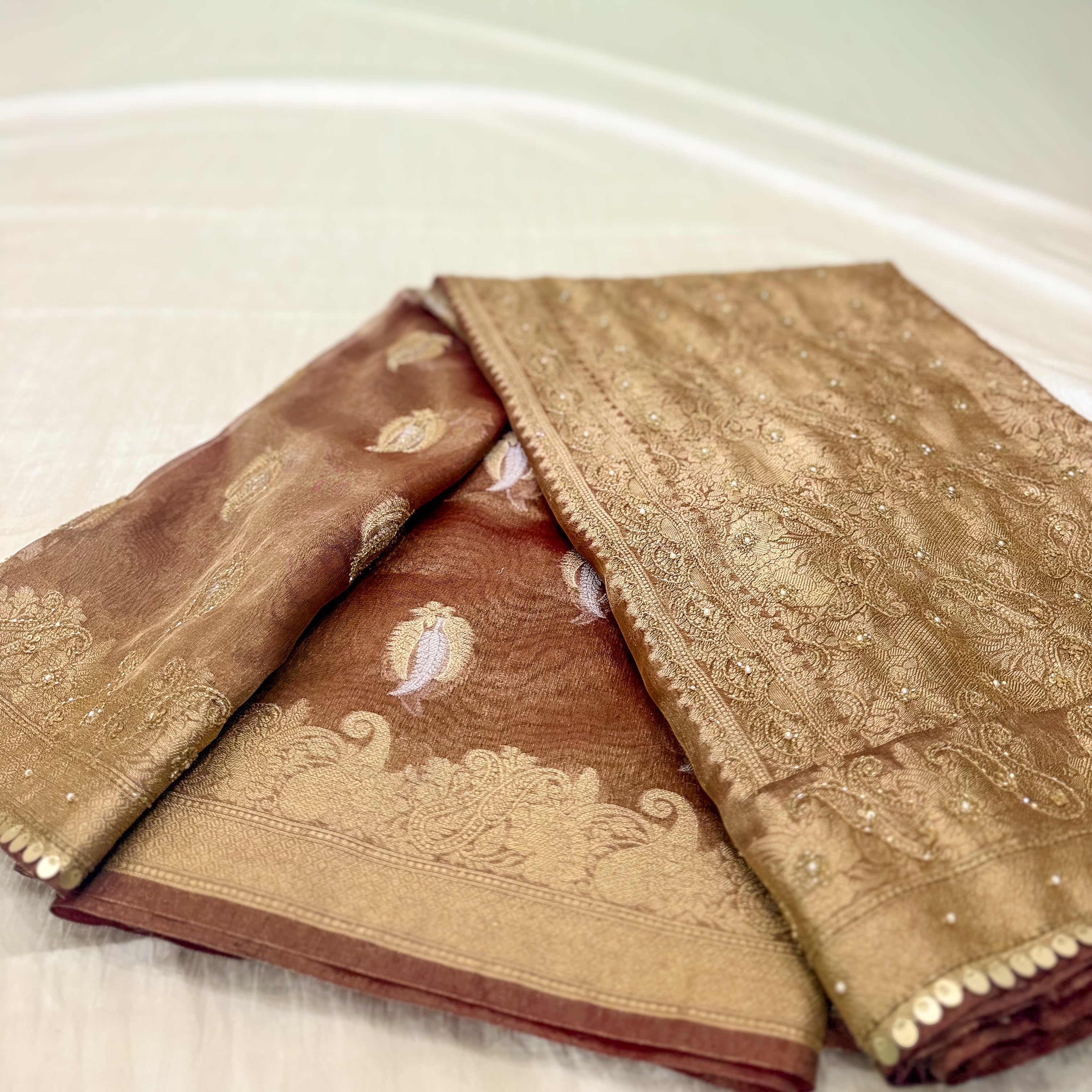 Pure Rupa Tissue Silk Banarsi Saree | Coffee Brown