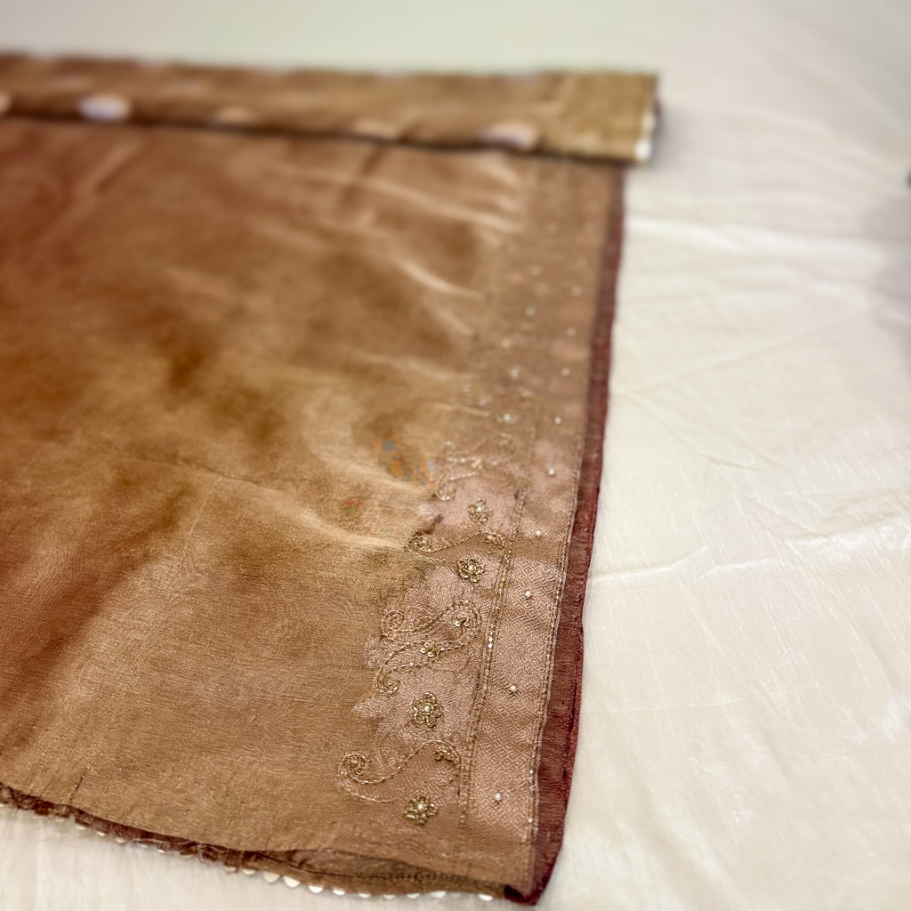 Pure Rupa Tissue Silk Banarsi Saree | Coffee Brown