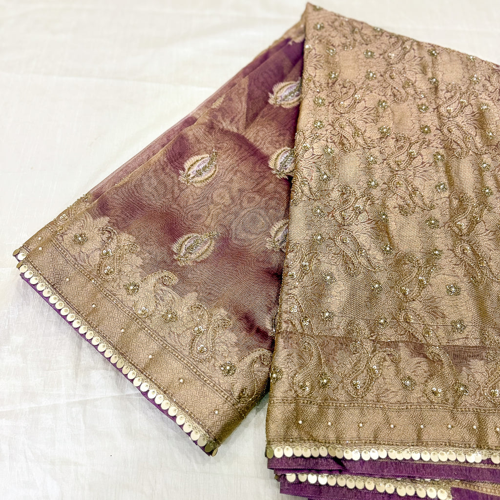 Pure Rupa Tissue Silk Banarsi Saree | Dark Purple | Wedding Collection