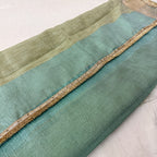 Mint Green Tissue Banarsi Saree with zari border | Mint Green