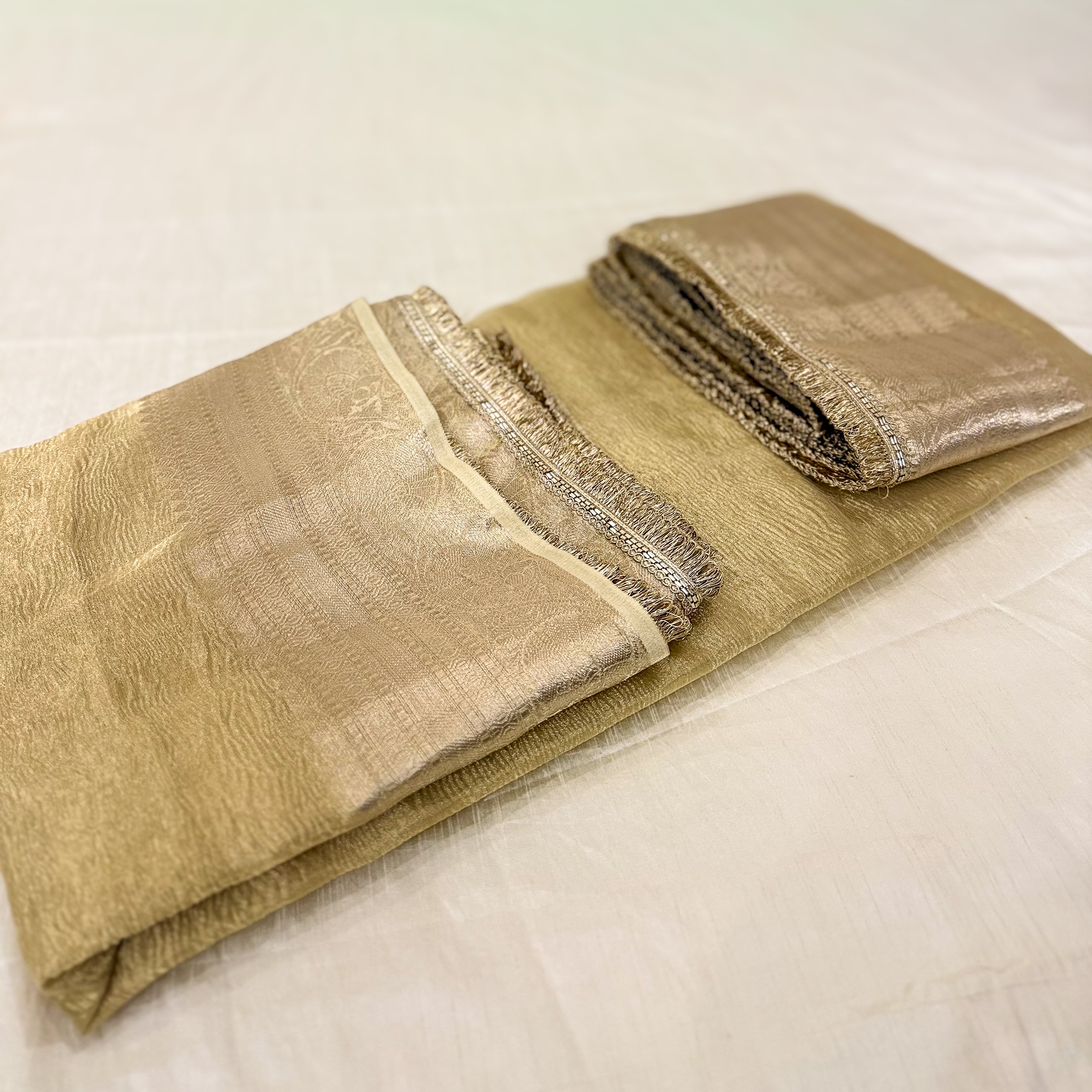 Gold Tissue Banarsi Saree with zari border | Water Gold