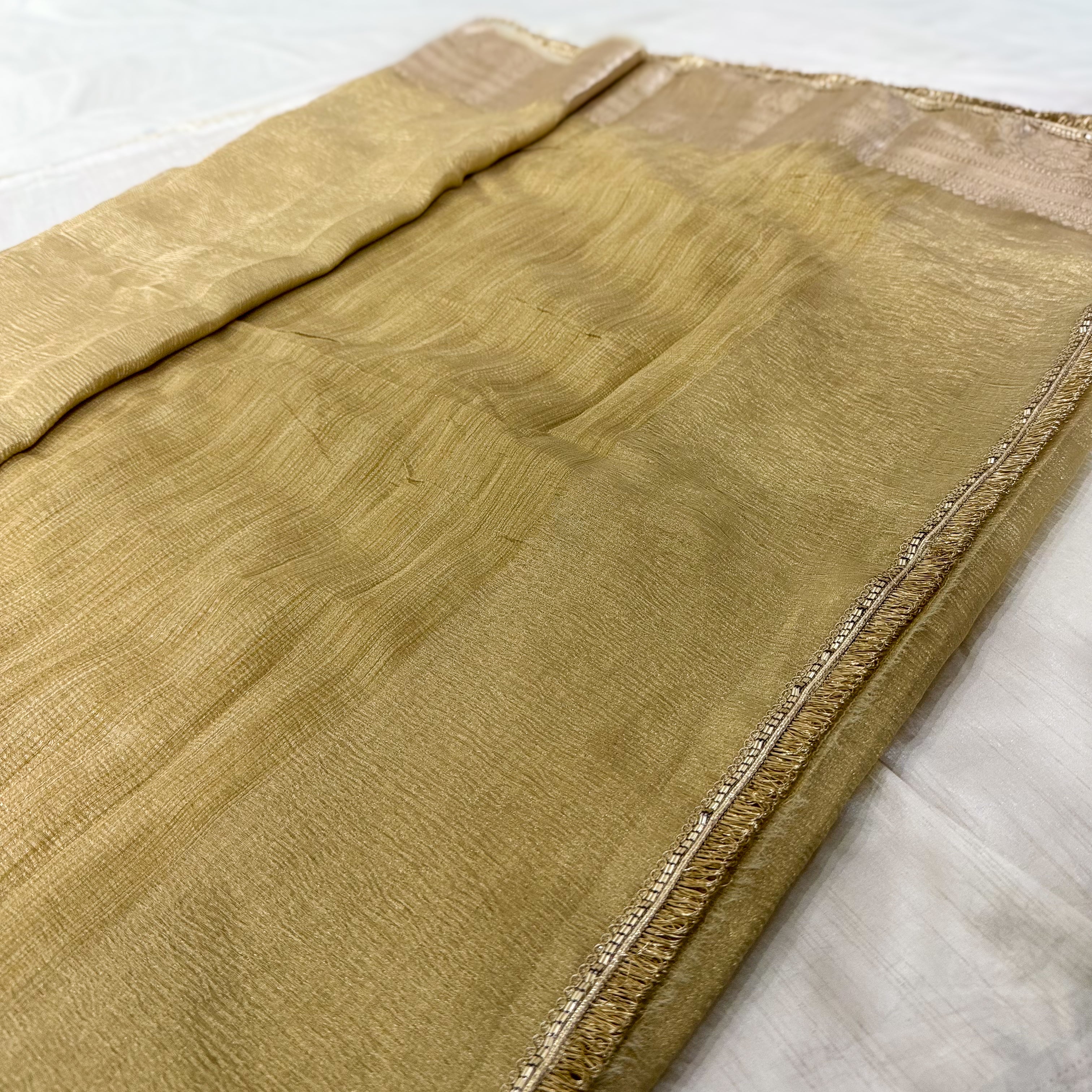 Gold Tissue Banarsi Saree with zari border | Water Gold
