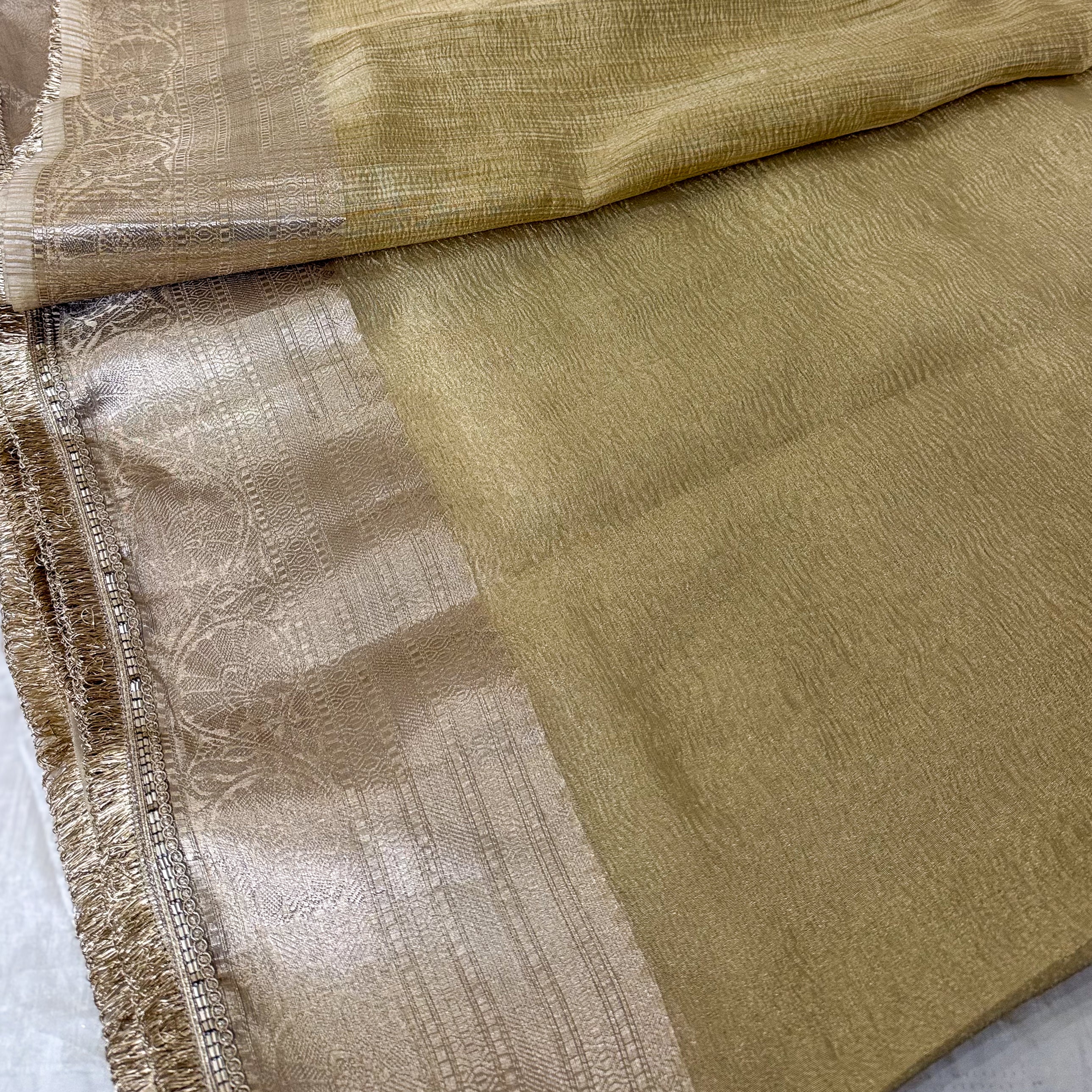 Gold Tissue Banarsi Saree with zari border | Water Gold