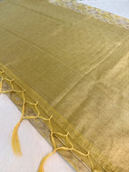 Yellow Cotton Banarsi Saree with zari border | Yellow & Gold