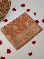 Pure Raw Mango Silk Handloom Banarsi Saree | Rust Orange