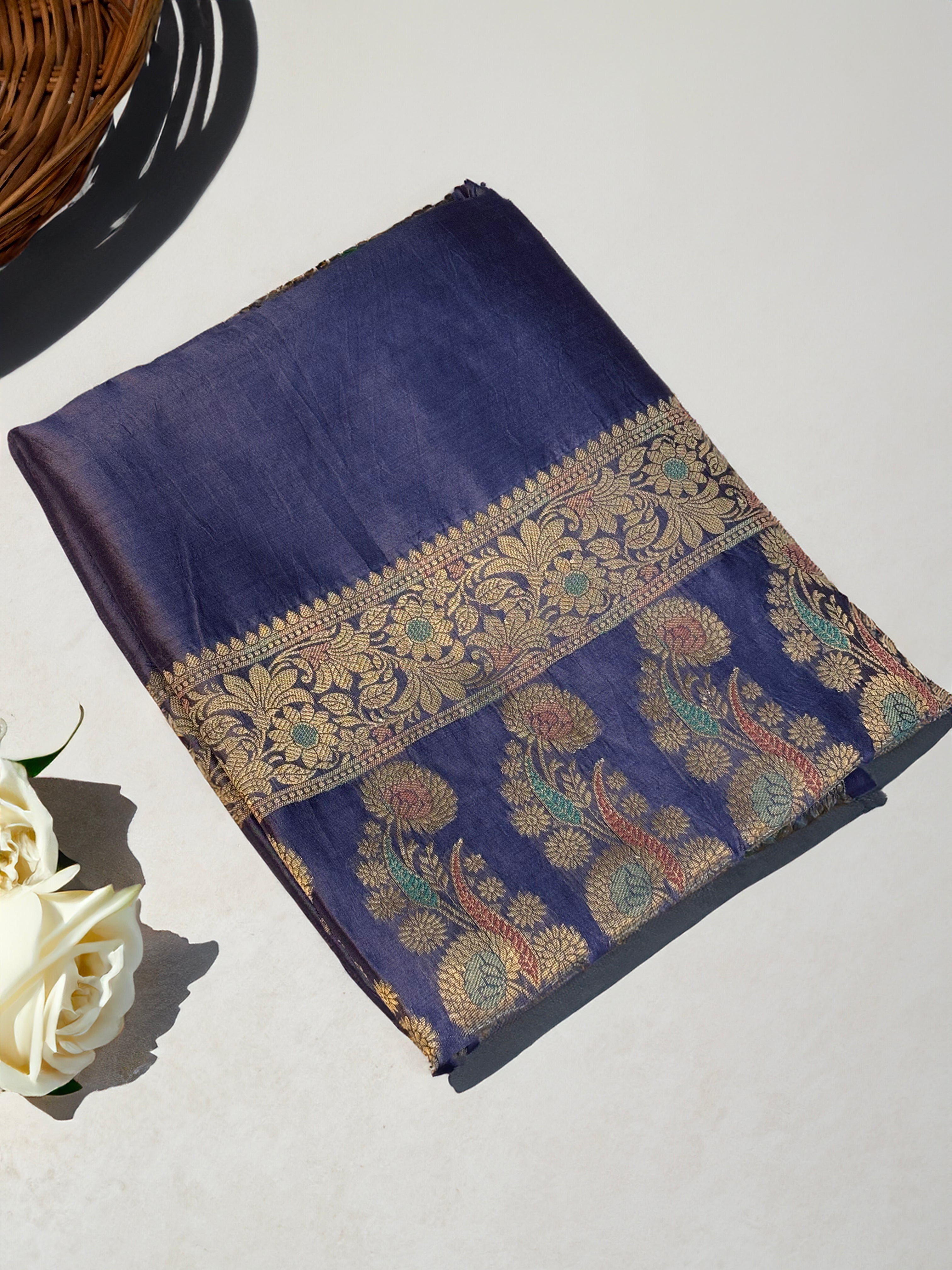 Pure Dupion Silk Banarsi Saree | Lilac