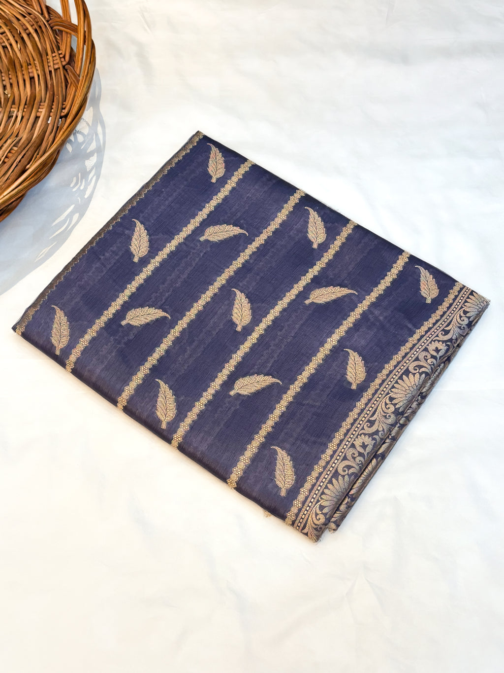 Pure Raw Mango Silk Handloom Banarsi Saree | Indepence Blue