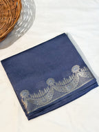Pure Raw Mango Silk Handloom Banarsi Saree | Deep Indigo