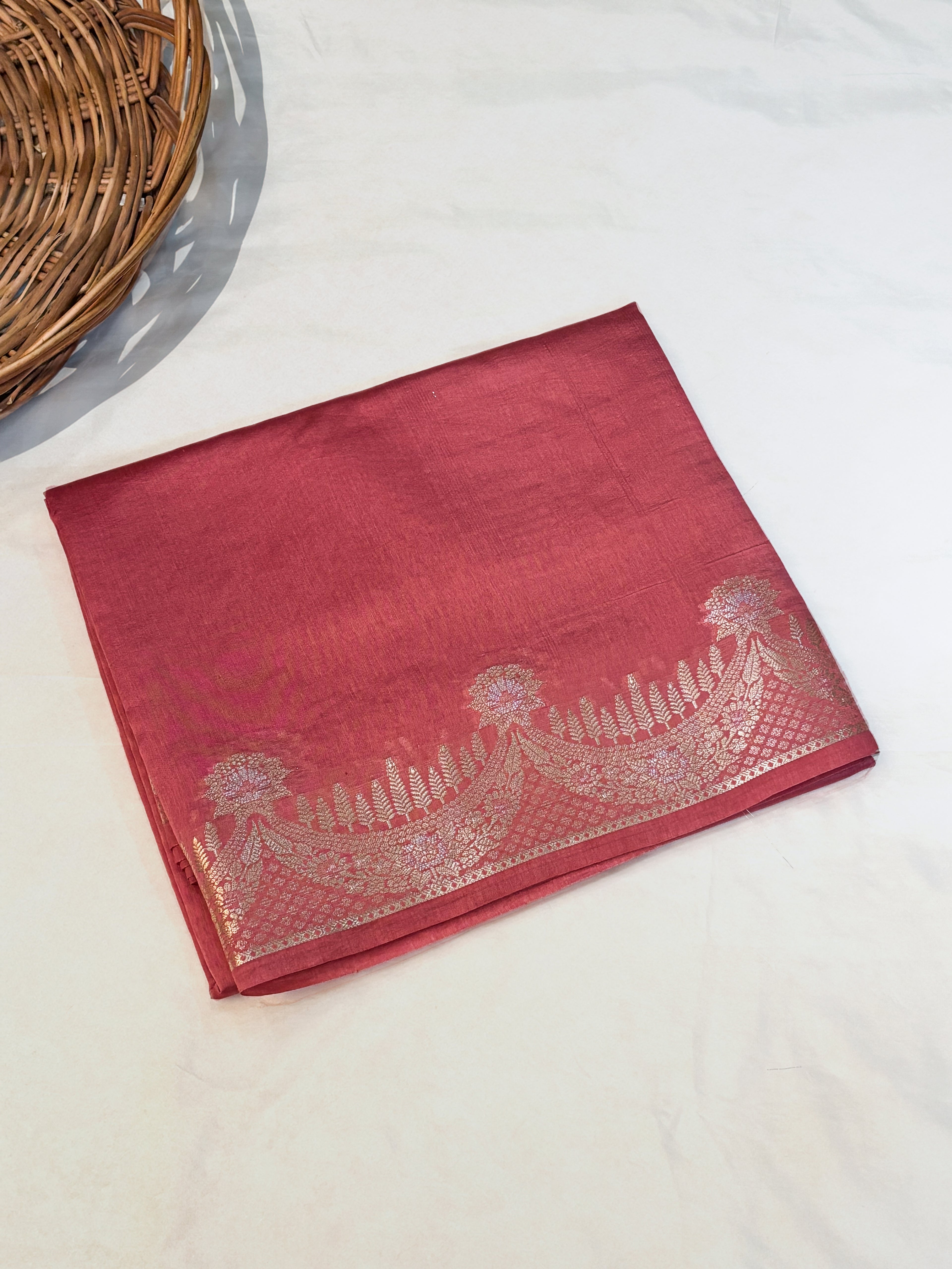 Pure Raw Mango Silk Handloom Banarsi Saree | Dusty Rose
