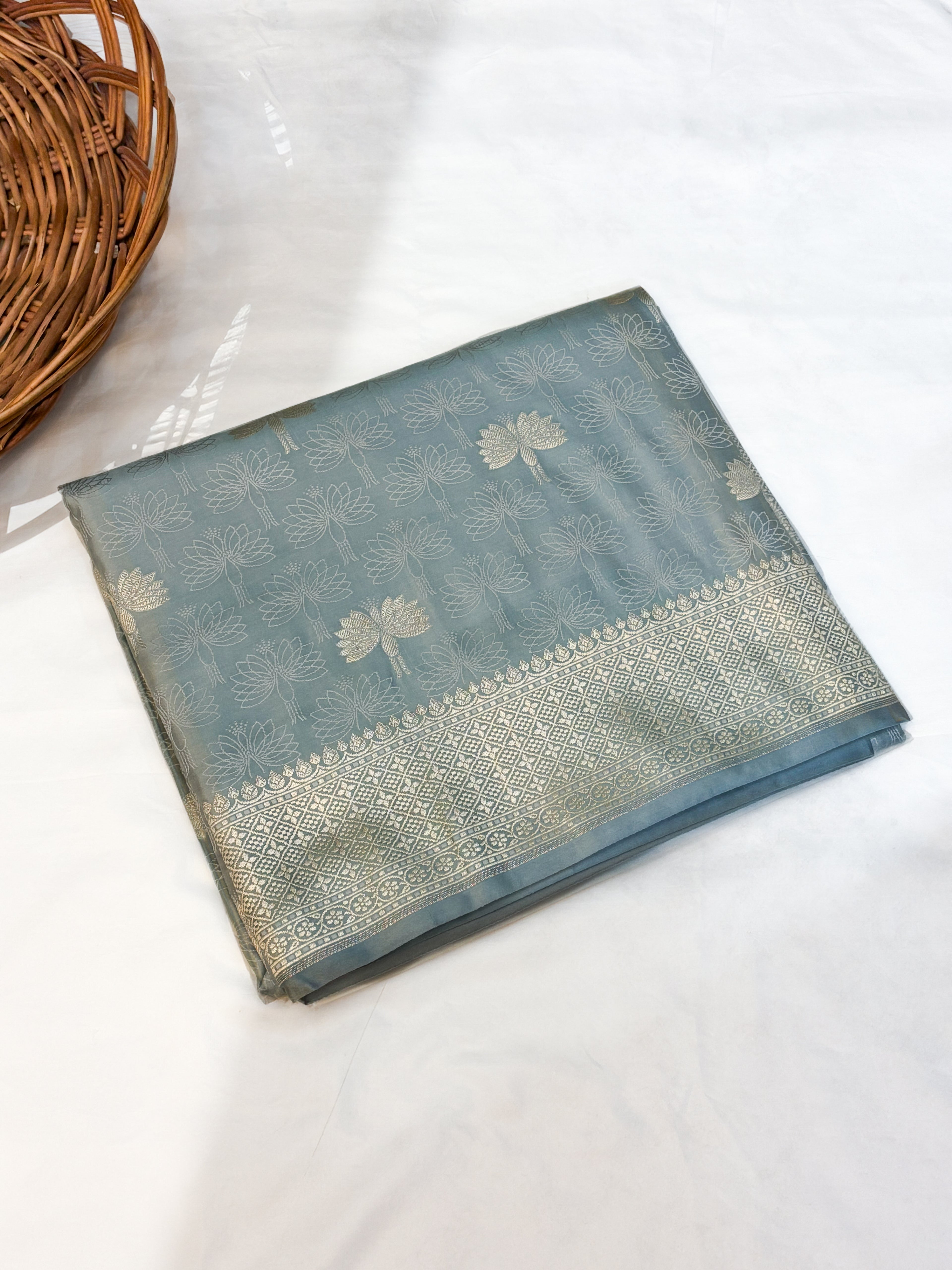 Mashroo Silk Banarsi Saree | Grey