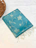 MulMul Tissue Banarsi Saree | Firozi