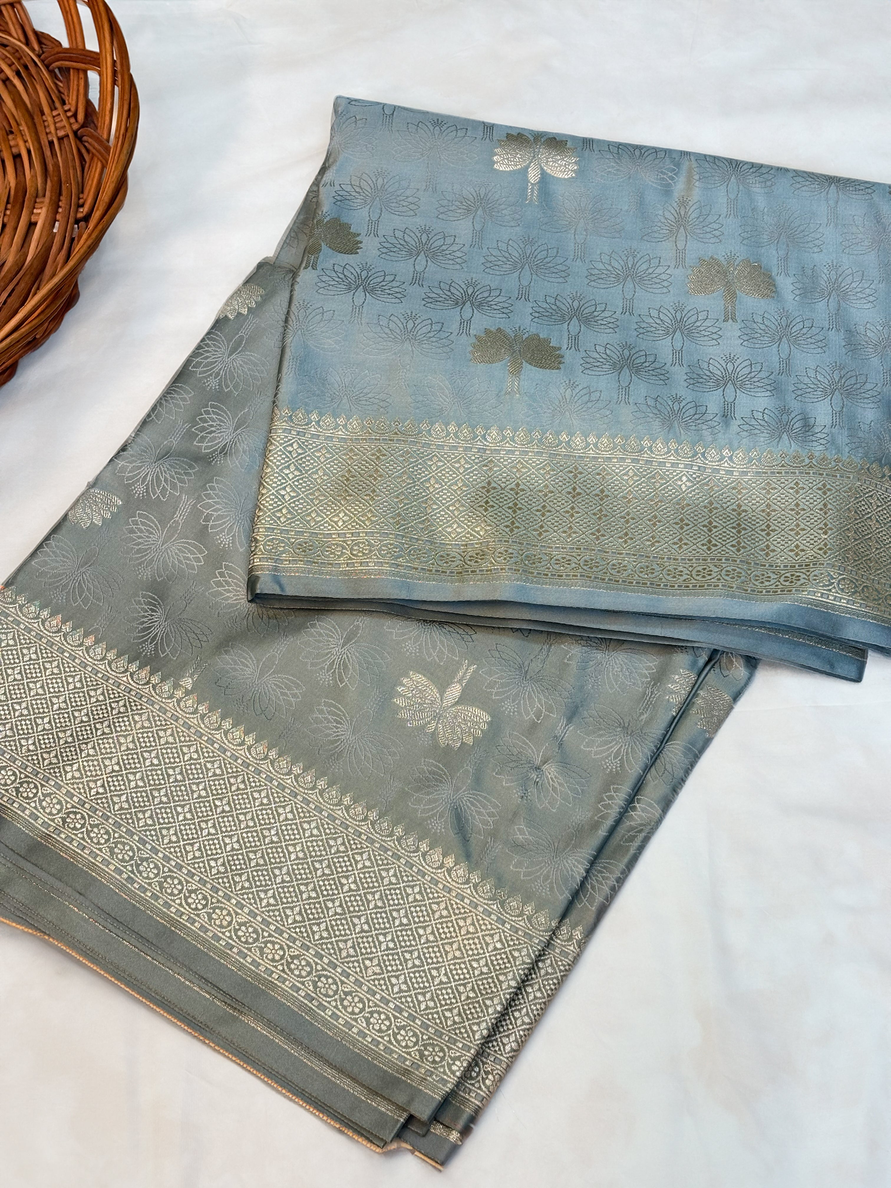 Mashroo Silk Banarsi Saree | Grey
