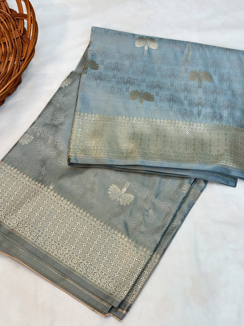 Mashroo Silk Banarsi Saree | Grey