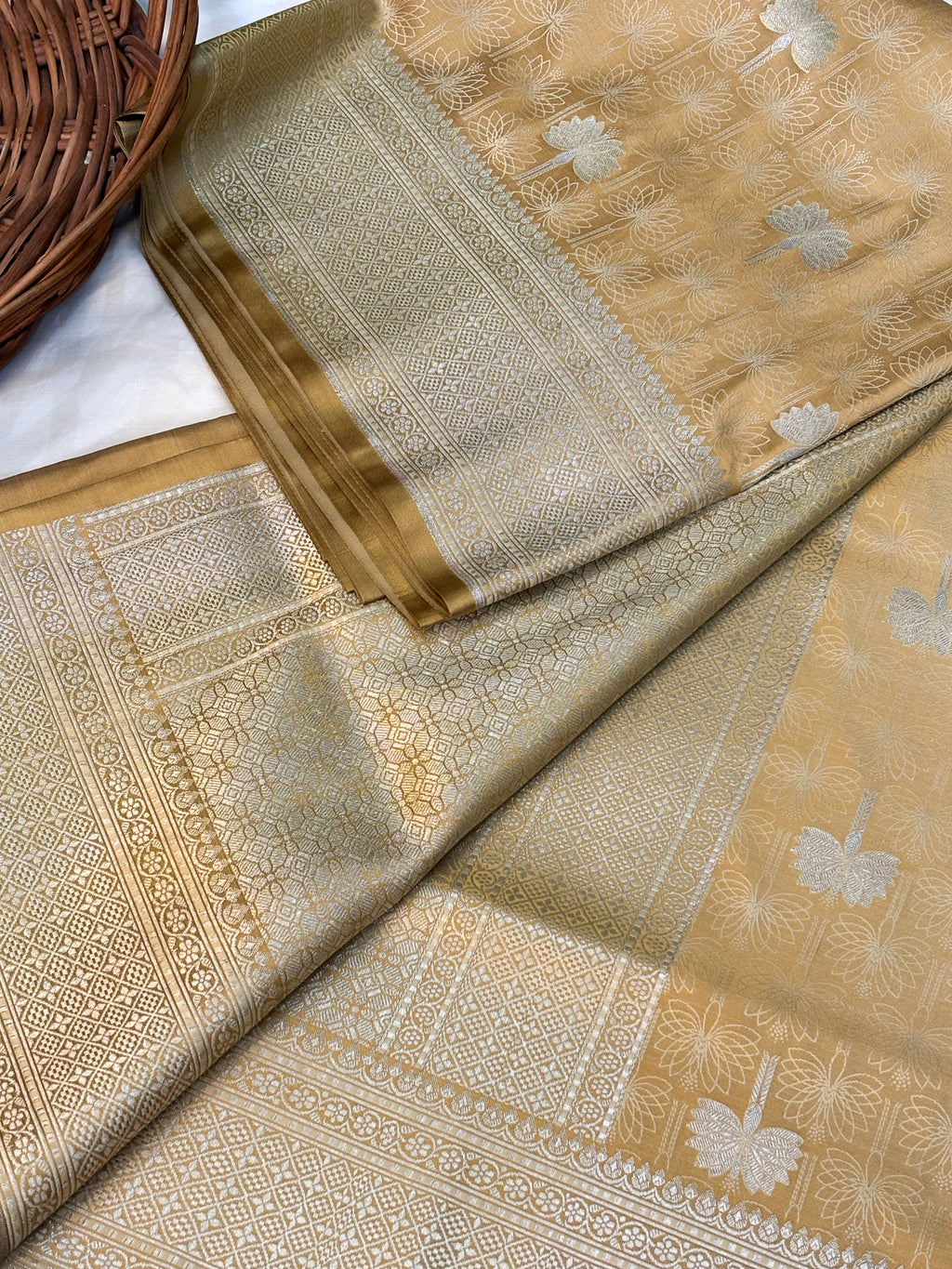 Mashroo Silk Banarsi Saree | Golden