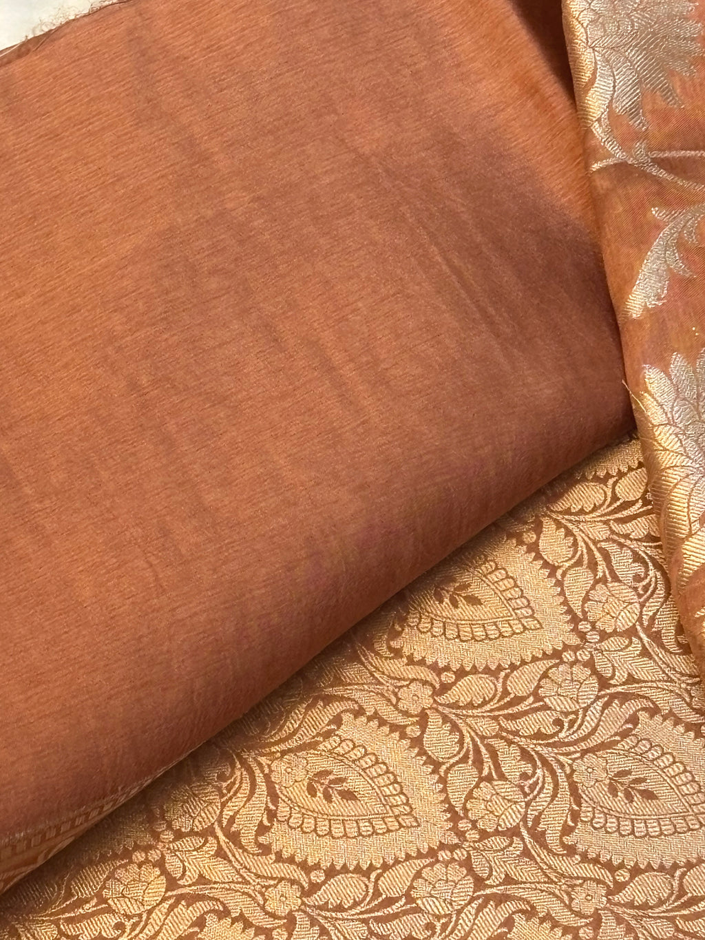 Pure Raw Mango Silk Handloom Banarsi Saree | Rust Orange