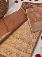 Pure Raw Mango Silk Handloom Banarsi Saree | Rust Orange