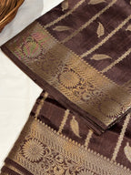 Pure Raw Mango Silk Handloom Banarsi Saree | Light coffee