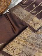 Pure Raw Mango Silk Handloom Banarsi Saree | Light coffee