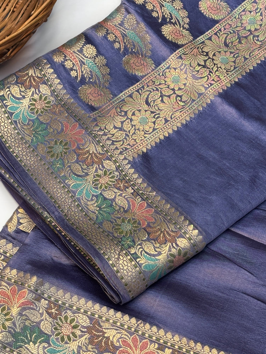 Pure Dupion Silk Banarsi Saree | Lilac