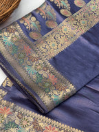 Pure Dupion Silk Banarsi Saree | Lilac