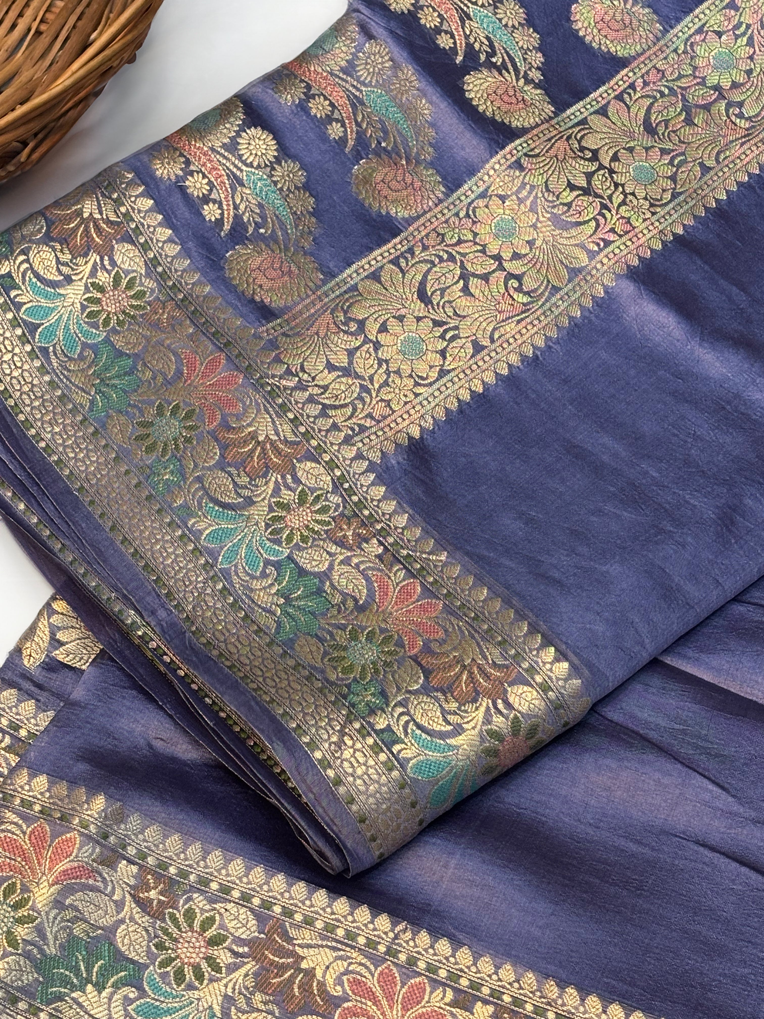 Pure Dupion Silk Banarsi Saree | Lilac