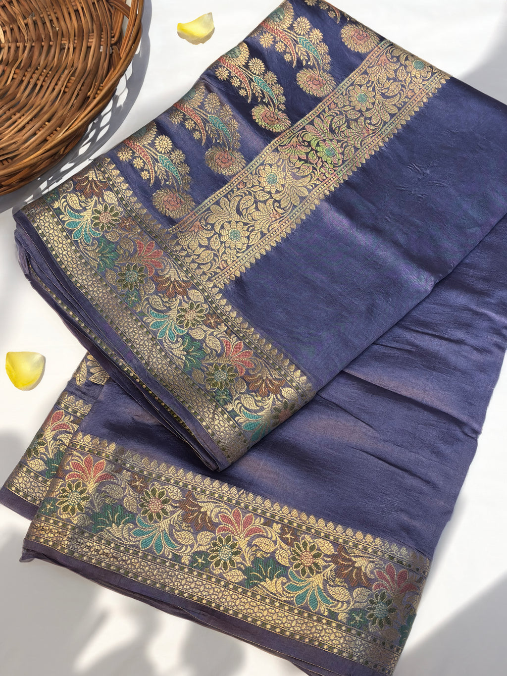 Pure Dupion Silk Banarsi Saree | Lilac