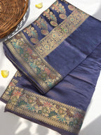 Pure Dupion Silk Banarsi Saree | Lilac