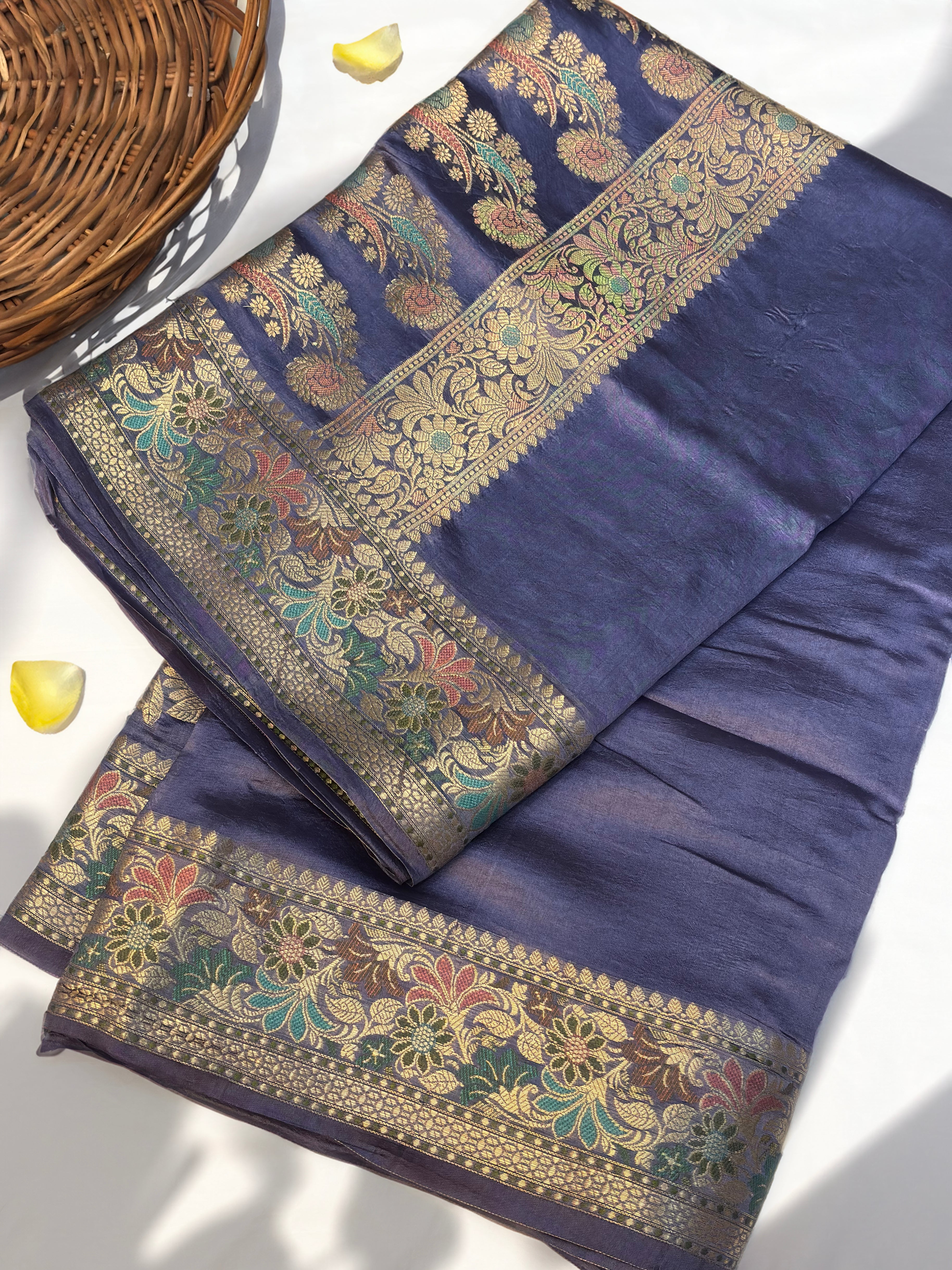 Pure Dupion Silk Banarsi Saree | Lilac