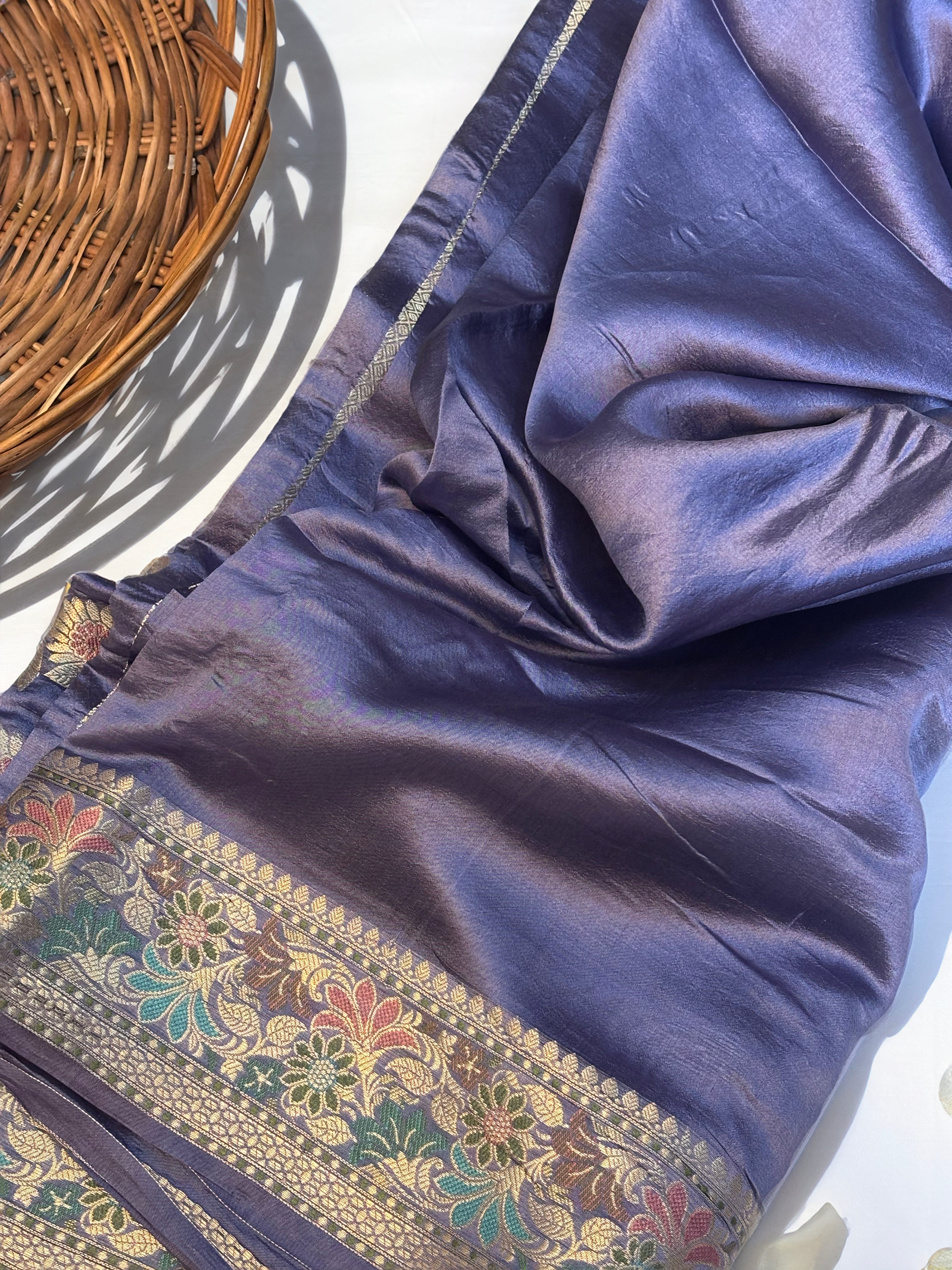 Pure Dupion Silk Banarsi Saree | Lilac