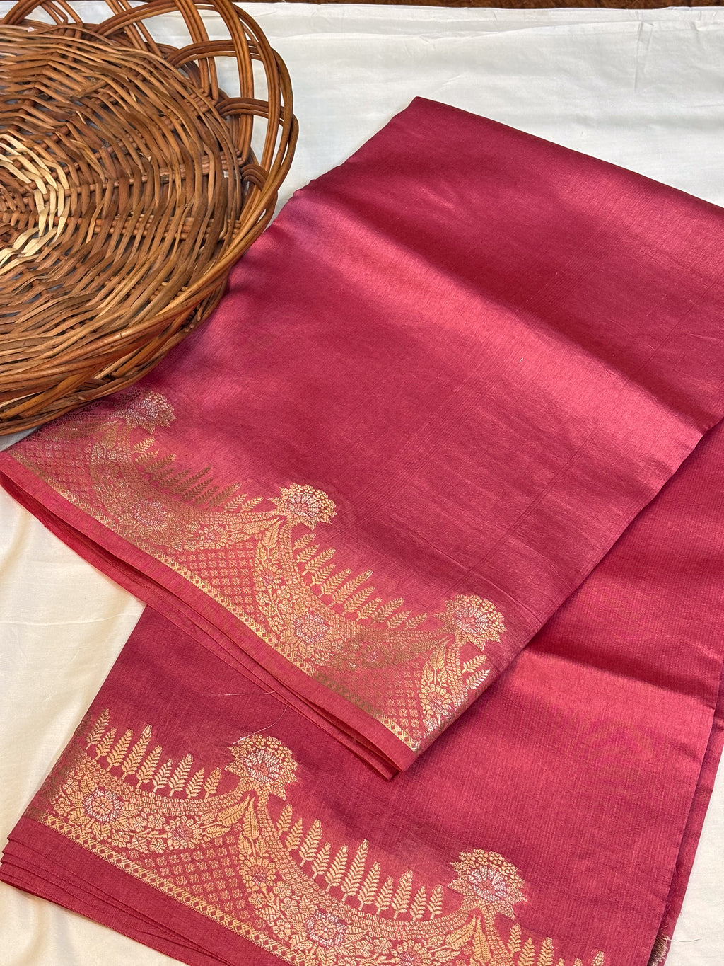 Pure Raw Mango Silk Handloom Banarsi Saree | Dusty Rose