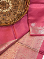 Pure Raw Mango Silk Handloom Banarsi Saree | Dusty Rose