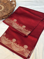Pure Raw Mango Silk Handloom Banarsi Saree | Crimson Red
