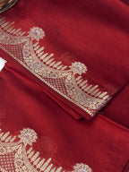 Pure Raw Mango Silk Handloom Banarsi Saree | Crimson Red