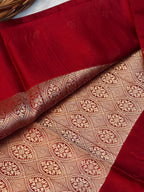 Pure Raw Mango Silk Handloom Banarsi Saree | Crimson Red