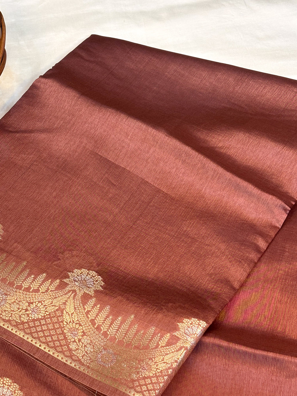 Pure Raw Mango Silk Handloom Banarsi Saree | Burnt Copper