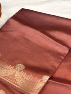 Pure Raw Mango Silk Handloom Banarsi Saree | Burnt Copper