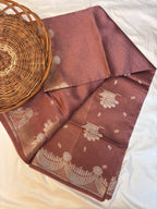 Pure Raw Mango Silk Handloom Banarsi Saree | Burnt Copper