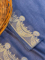 Pure Raw Mango Silk Handloom Banarsi Saree | Deep Indigo