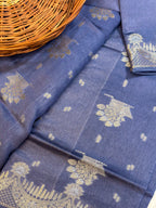 Pure Raw Mango Silk Handloom Banarsi Saree | Deep Indigo