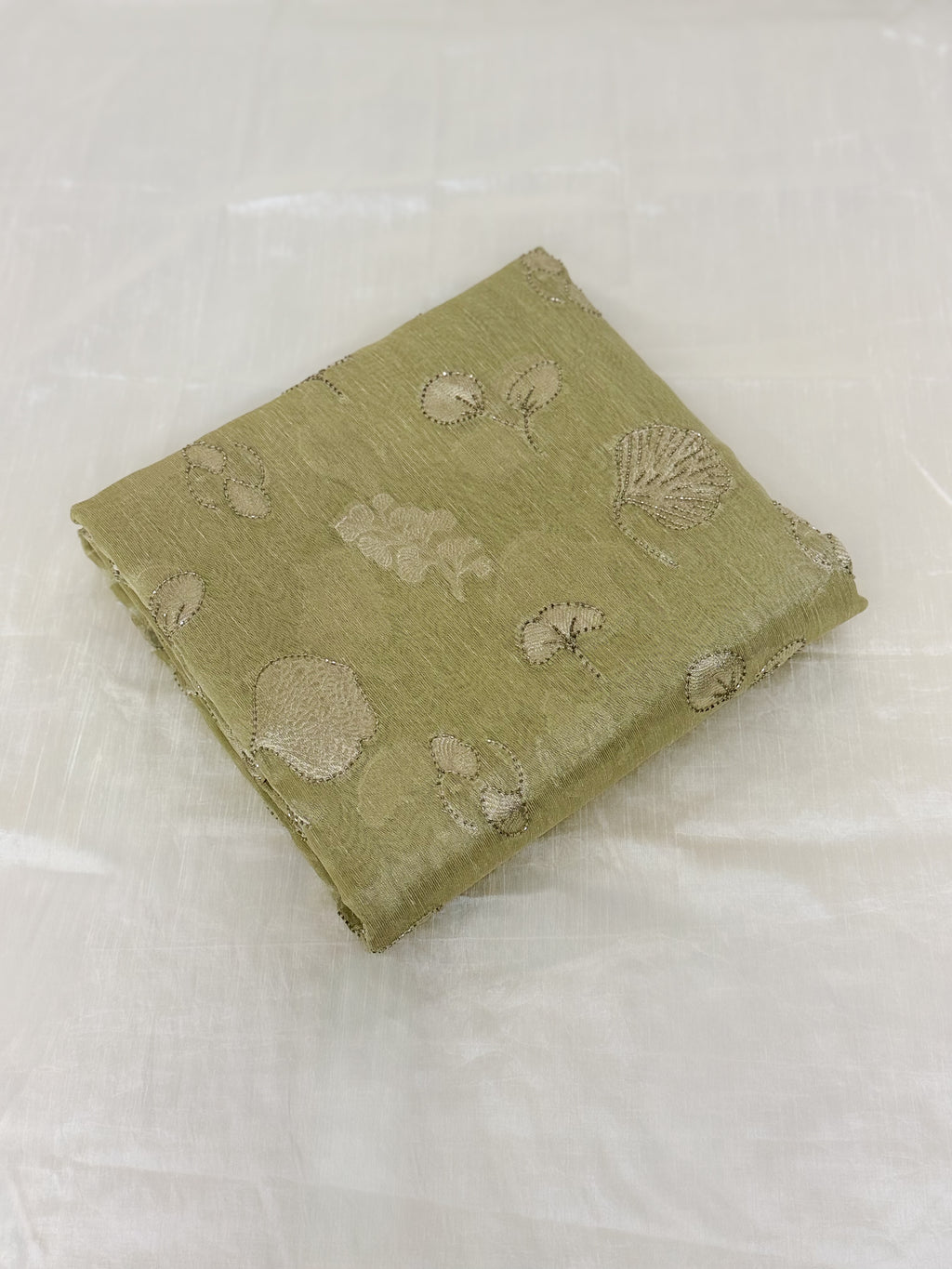 Sage Green Tissue Banarsi Saree with zari border | Sage Green | Wedding collection