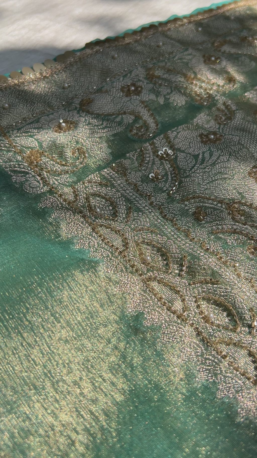 Pure Rupa Tissue Silk Banarsi Saree | Sea Green